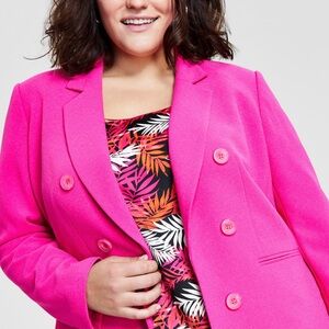 bar III Women’s Pink Double-Breasted Blazer